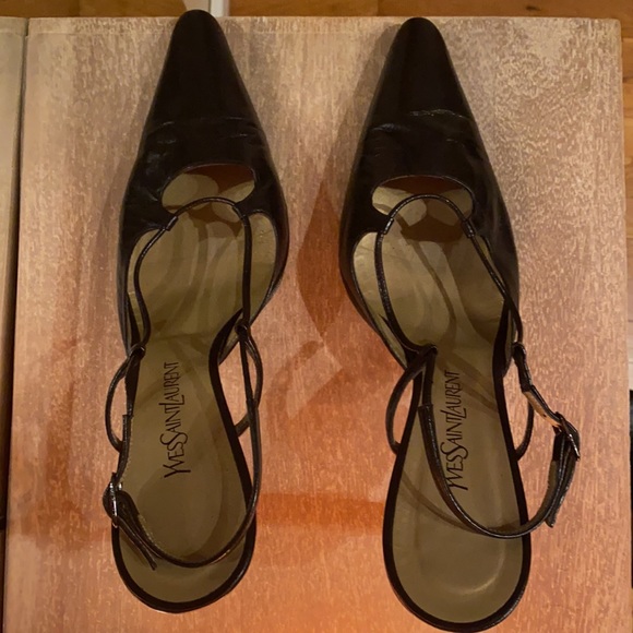 Yves Saint Laurent high heel open back point black heel size 10 - Picture 1 of 8